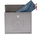 ZJMK Briefkästen Rostfreier Stahl Briefkasten mit Schalldämpferauflage, Sicherheit Tastensperre Briefkasten zum Briefe Zeitungen Zeitschriften, Zuhause Büro Post D