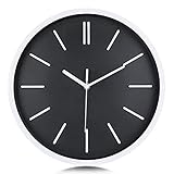 Lafocuse 3D Einfache Linien Schwarz Wanduhr Minimalistisch Lautlos Ohne Ticken Quarzuhr Ohne Ziffern Modern für Wohnzimmer Schlafzimmer Küche 30