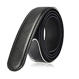 GELTDN Herrengürtel ohne Schnalle 3,5cm Nicht poröse natürliche Rindsleder Geschäftsgurte für Männer (Color : Black, Size : 130cm)