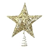 5,9' Weihnachtsbaum Topper Star 3D beleuchteter Weihnachtsstern Tree Topper Weihnachtsdekoration Baumkronen-Stern für Krone Weihnachtsbaum, Xmas/Home Ornament 2021 (Gold, 25cm)