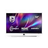 Philips TV Ambilight 58PUS8505/12 58-Zoll LED TV (4K UHD, P5 Perfect Picture Engine, Dolby Vision, Dolby Atmos, HDR 10+, Sprachassistent, Android TV) Hellsilber [Modelljahr 2020]