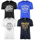 4er Pack Herren lässige T-Shirts für Jeans mit Frontprint und Rundhalsausschnitt Denim Jeans T-Shirts (2XL, Raw Denim #1)