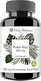 Einführungspreis (NEU): Only Nature® Roter Reis 600 mg - Hochdosiert - 120 Kapseln - in Deutschland produziert & Laborgeprüft - 100% Vegan - Rotes R