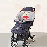 ZYCH Kleinkind Fußsäcke Kinderwagen Winter Universal Verdicken Plus Samt Warm Winddicht rutschfest Schön Bär für Alle Sportwagen Buggy Autositz Tragetasche (Color : Navy Blue)