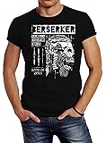 Neverless® Herren T-Shirt Valhalla Berserker Ragnar Lodbrok Sons of Odin Totenkopf Fashion Streetstyle schwarz 3XL