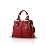 Nicole&Doris 2021 Neue Art und Weise Handtasche tragbaren Umhängetasche beiläufige Kurier-Beutel-Geldbeutel für Damen(Red Wine)