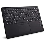 GOOJODOQ Bluetooth Tastatur mit Touchpad, Tragbare Kabellose Tastatur mit Standfuß für IOS/Android-Tablets PC und Smartphones (Schwarz)-12 Z