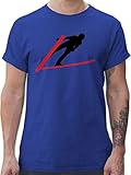Snowboard, Ski und mehr - Skispringer Skispringen - XL - Royalblau - Shirt Skispringen - L190 - Tshirt Herren und Männer T-S