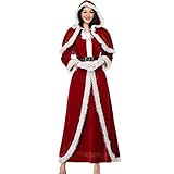 Kobay Damen Winter Mantel Oberteile Elegant Langarmshirt Frauen Weihnachten Cosplay Prinzessin Kleid Vintage Style Hexenkleid(rot, XL) 10