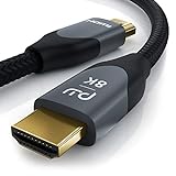 CSL - 8k HDMI Kabel 2.1 3 Meter - 8K @ 60Hz 4K @ 120Hz mit DSC - HDMI 2.1 2.0a 2.0b - 3D - Highspeed Ethernet - HDTV - UHD II - Dynamic HDR-10+ - eARC - Variable Refresh Rate VRR - Dolby V