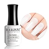 RARJSM Milchiger weißer Gel-Nagellack, durchscheinender weißer Gel-Nagellack, Soak-Off, UV-LED-Lampe, gehärtet, klar, hautfarben, weich, durchsichtig, Weiß, 15 ml, DIY, französische Manikü