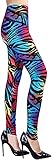 Smile Fish 80er Jahre bedruckte Leggings Weiche Dehnbare Strumpfhose Leggings für Frauen, 5# mehrfarbiges Zebramuster, O