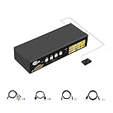 CKLau 4 Port Dual Monitor Displayport KVM Switch, DP KVM Switch mit Audio, USB 2.0 Hub und Kabel, unterstützt Hotkey Switching Auflösung bis zu 4096x2160@60Hz 4:4:4