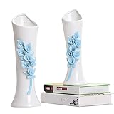 WQISON Nordic Startseite Keramik Vase Dekoration Wohnzimmer Blumenschmuck Vase Weinklimaschrank kreative Dekoration Zeichnung weiß und blau Zarte schöne (Farbe: weiß)