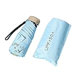 BMBN Mini Regenschirm, Mini Pocket Damen Regenschirm Anti UV Sonnenschirm Ultraleicht Regen Sonnenschirm Mädchen Tragbarer Taschenschirm Hellb