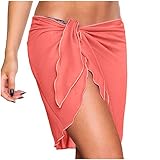 Strandrock Damen Kurz Sarong Chiffon Strand Wickelrock Strandkleid Wrap Pareos Bademode Sommer Sexy Bedruckte Tube Top Chiffon Badeanzug Schleier Strandtuch Cover up Tü