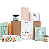 Foodist BIO Schokoladentafel Selber Machen Set, vegan, weiß und braune Schokodrops, Silikonformen, personalisierbare Pralinenschachteln, Büchlein inkl. Rezepten und Toppings DIY Schokoladen Geschenk