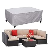 LDPENG Gartenmöbel Abdeckung 205x104x71cm Rechteckig 420D Oxford Gewebe Garten Möbelsets Wasserdicht, Winddicht, UV-Beständiges, Winterfest für Gartentische, Stühle und Möbelsets, Silb