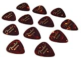 Fender 351 Picks Plectrum 12er Pack (Wurzelholz Design, Stärke Medium)