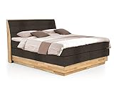 moebel-eins MAILO Boxspringbett mit Bettkasten, Material Massivholz Eiche/Bezug Stoff in 2 Farben, 180 x 200 cm, B