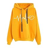 MGSFGlk Hoodie Damen Herbst Langarm Kapuzenpullover Oversize Hoody Sweatshirt mit Kapuze Mode Übergangspullover,3 Arten Von Einfachen Druckstilen, Viele Farben Sind Verfügbar,Rosa,S-XXL