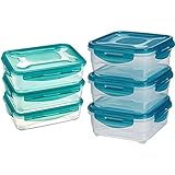 Amazon Basics - Frischhaltedosen-Set, luftdicht, 3-teiliges Set (3 x 1,2 l) & 6pc Airtight Food Storage Containers Set, 3 x 0.8 L