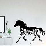Cartoon Große Blume Pferd Tier Wandaufkleber Pferd Land Bauernhaus Tier Dschungel Wandtattoo Hintergrund Aufkleber A3 40x32