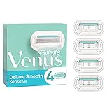 Gillette Venus Deluxe Smooth Sensitive Rasierklingen Damen, 4 Ersatzklingen für Damenrasierer mit 5-fach Kling