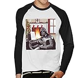 Star Wars Weihnachten Darth Vader Festlich Home Herren Baseball Langarm T-Shirt Gr. S, weiß / schw