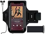 Amazon Brand - Eono Running Phone Armband für iPhone, Samsung & Handys, Arm Phone Holder für Laufen, Radfahren, Wandern und Outdoor-Aktivitäten + Free Extender (Schwarz)