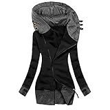 BOOMJIU Damen Outdoorjacke mit Einstellbarer Kordelzug Mäntel Full Zip Sweatshirt Sportjacken Softshell Übergangsjacke Große Größen Regenjacke Damen W