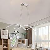 Esstisch Lampen Dimmbar LED Pendelleuchte Hängelinie Höhenverstellbar Hängeleuchte Esszimmer Küchenlampe mit Fernbedienung Decke Lampe Dekor Wohnzimmerlampe Acryl-schirm Flur Büro B