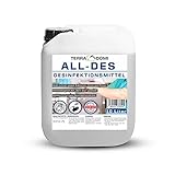 ***Preis-Leistungs-Sieger***TerraDomi All-Des 10 Liter Desinfektionsmittel ohne Parfüm für Hände und Flächendesinfektion gegen 99,9% aller Viren, Bakterien,Pilze und Sporen, Made in Germany