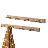 mDesign Hakenleiste aus Holz im 2er-Set – Wandgarderobe mit 4 Garderobenhaken in skandinavischem Design – Garderobenleiste zur Aufbewahrung von Jacken etc. aus neuseeländischem Kiefernholz –