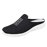 DAIFINEY Damen Hausschuhe Mesh Bequem Pantoffeln Kuschelige Home Indoor Outdoor Slippers Freizeit(1-Schwarz/Black,41) 787