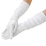 LUOEM Damen lang elastische Handschuhe Elegante Brauthandschuhe Abendhandschuhe Ellbogenlänge 55 CM 1 Paar (Weiß)