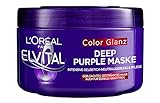 L'Oréal Paris Elvital Haarmaske für blondes, gesträhntes, graues Haar, Neutralisiert Gelbtöne, Color Glanz Purple Deep Mask gegen Gelbstich, 1 x 250