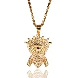 J.Memi.Men Strass Halskette Edelstahl Maskierte Freiheitsstatue Anhänger Überzug Gold Hip Hop Schmuck Weihnachts Geburtstags Geschenk,G