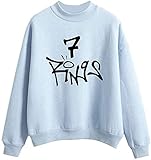 Angel ZYJ Damen Mode Ariana Grande 7 Rings Sweatshirt Music Fans Pullover Sweater mit Rundhalskragen Lange Ärmel Tops (Blau, S)