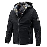 XWLY Übergangsjacke Herren Regulär Slim Fit Stehkragen Strickjacke Herren Wendejacke Frühling Herbst Dünnschliff Täglich Casual All-Match Männer Sweatjacke D-Black2 M
