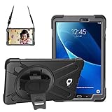 Gerutek Hülle für Galaxy Tab A 2016 10.1 (SM T580/T585) Heavy Duty Rugged Fullbody Stoßfest 360 Grad Kickstand und Hand/Shoulder Strap Drop Schutzhülle für Samsung Galaxy Tab A6 10.1 Tablet, Schw