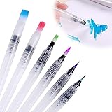HENGBIRD Unterschiedliche Dicken Wassertankpinsel Aquarell Profi Water Brush Pen Wasserpinsel Set mit Tank für Aquarell / 6 Wassertankpinsel für Wasserfarben Malerei Beschriftung