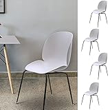 Esszimmerstuhl Basic 4er Set weiß | H85cm Metallgestell Kunststoffschale | Stuhl Schalenstuhl Stuhlset (1 x 4er Set Stühle weiß)