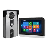 Video-Türsprechanlage mit Hochauflösendem 7-Zoll-LCD-Bildschirm, RVV4-Draht-Smart-Video-Türklingel-Gegensprechanlage mit Digitaler Vollfarb-IR-Nachtsichtkamera, Klarem Zwei-Wege-Audio(EU)