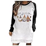 VICIKON Halloween Kostüm Damen,Pulli Kleid mit Halloween-Zwergen-Print,Pullover Herbst Winter Langarm Sweatshirts Pullover Tops Mini Kleid Elegant Halloween Oberteil Sweatshirt Sweater Sweatjack