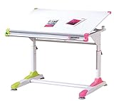 Inter Link Schülerschreibtisch Kinderschreibtisch Arbeitstisch Schreibtisch MDF Weiss BxHxT: 100 x 69-84 x 66