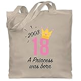 Shirtracer Geburtstagsgeschenk Geburtstag - 18 Geburtstag Mädchen Princess 2003 - schwarz - Unisize - Naturweiß - WM101 - WM101 - Stoffbeutel aus Baumwolle Jutebeutel lange Henk