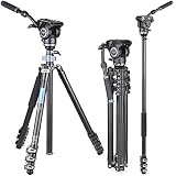 ARTCISE RF70 73,4'/186,5 cm Professionelles Hochleistungs-Videostativ Fast Flip Lock Panorama-Fluidkopf mit halber Kugelschale für digitale DSLR-Kamera-C
