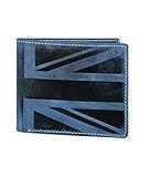 Hudson & James London Herren Geldbörse aus echtem Leder mit Reißverschluss, Münzfach, Kreditkartenfächer, Bifold, britische Flagg