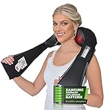 Donnerberg Nackenmassagegerät mit Akku DAS ORIGINAL München SAMSUNG Akku Massagegerät kabellos + effektive VIBRATION 4D Shiatsu Massage Schulter Nacken Auto Büro R